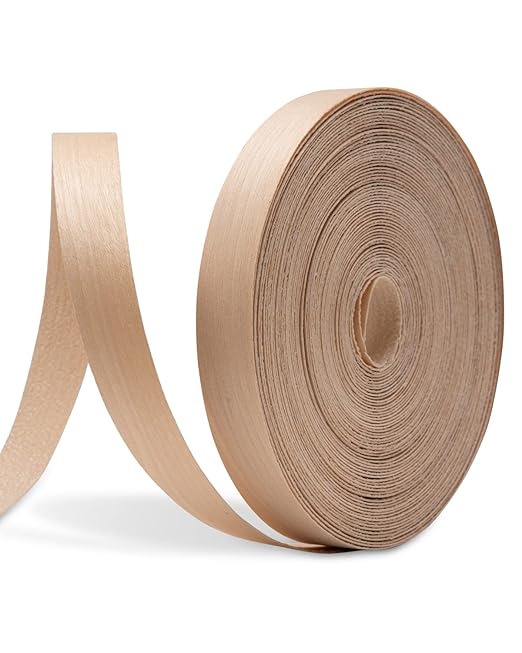 Birch Edge Banding 3/4 inch x 50 ft Real Wood Veneer Plywood Edge Banding Iron-on Pre-glued Veneer Edging Tape for Cabinet Repairs Furniture Restoration