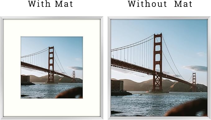 Frametory, 12x12 Metal Picture Frame with Mat for 8x8 Picture & Real Glass, Aluminum Photo Frame Collection (Silver, 1 Pack)