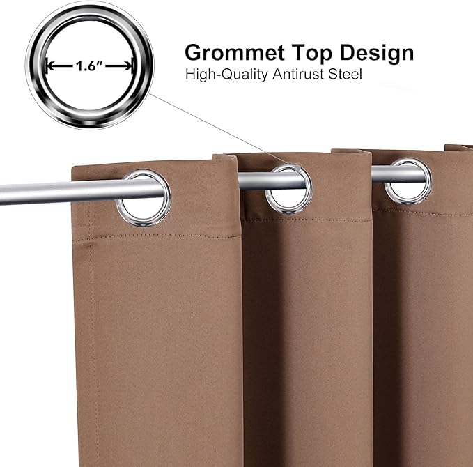 ChrisDowa Room Divider Curtain 84 Inches Long, Wide Blackout Sliding Door Curtain for Bedroom, Room Darkening Privacy Window Curtain for Patio Door (1 Panel Set, Cappuccino, 100 x 84 Inch)
