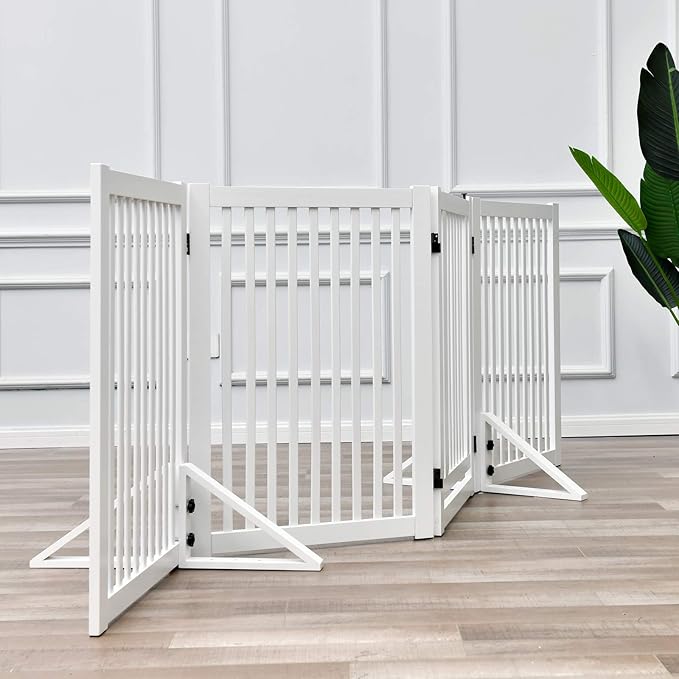 WELLAND Triangle Support Feet Set of 2 for 360 Degree Configurable Gate Collection, Solid Pine Wood, Easy to Install, 2 Pairs of Safety Fence Feet for Freestanding Pet Gates, White (Only Feet)
