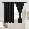 JIUZHEN Blackout Curtains for Bedroom– Thermal Insulated,Noise Reducing Room Darkening Privacy Drapes for Living Room, Set of 2 Panels with Tiebacks, 46 x 54 inch Long, Black