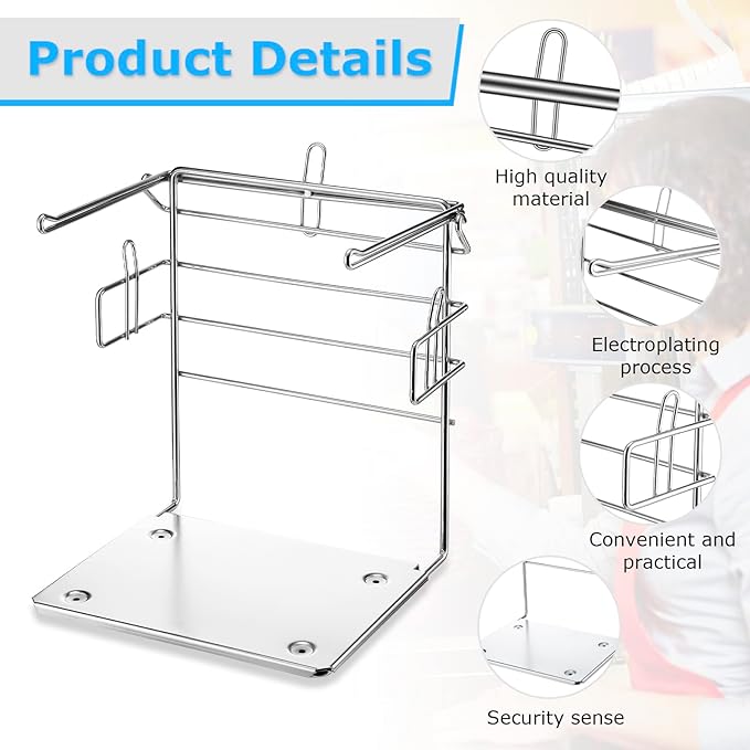 Sieral 2 pack Plastic Grocery Bag Holder Stand Chrome T Shirt Rack Fits 11½''W x 6''D x 21''H, plastic bag holder for Kitchen, Retail, Grocery, Shopping, Restaurant, 10.5''W x 13''L x 13.5''H(Silver)
