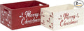 Red Co. Set of 2 Red and White Decorative Nesting Wooden Merry Christmas Storage Crate Organizers with Lettering
