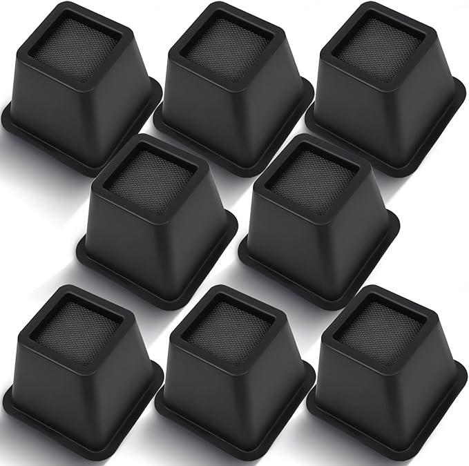 Bed Riser/Furniture Lift Bed/Bed risers/Furniture Lifter/Table risers/Frame Risers Create Under Bed Storage Heavy Duty for Furniture Height Adjustment (Black 8 Pack, 4 Inch)