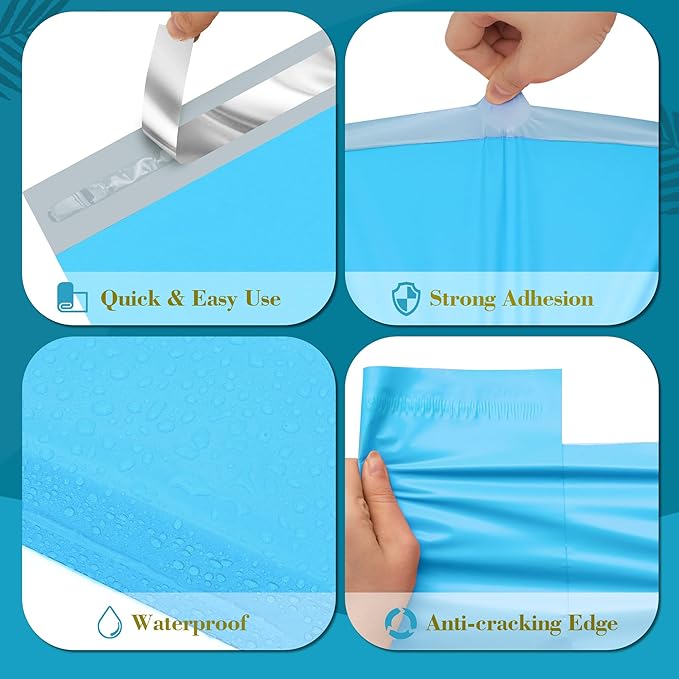 JinRuiKJ Poly Mailers with Handle 10x13 Inch 25 Pcs, Easy to Carry Packaging Bags for Small Business, Thank You Shipping Bags with Self Adhesive Strip, Tearproof and Waterproof - Blue