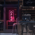 Vertical LED Open Signs for business – Super Bright - UV Printing Pattern, Remote Included - Large Size 18x45'' - Neon Open Sign for Café, Bar, Shop & Business Sign (Pink)