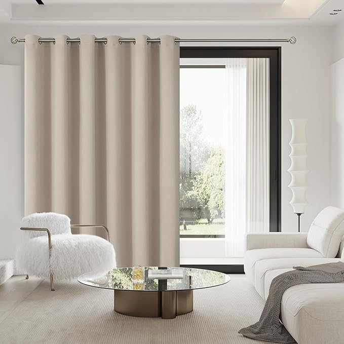 BGment Patio Sliding Door Curtain for Bedroom 84 Inch Length, Extra Wide Room Divider Room Darkening Curtain Thermal Insulated Privacy Soundproof Living Room Drape, 1 Panel, Camel, 120 Wide