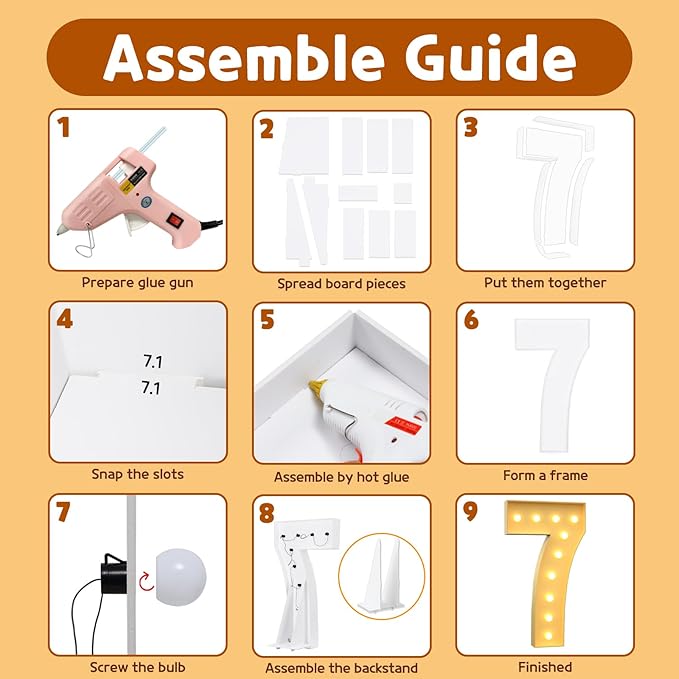 imprsv 4FT Light Up Numbers Letters, Marquee Numbers for 70th Birthday Decorations Anniversary Party Decor, Mosaic Numbers for Balloons Numbers 7, Pre-Cut Foam Board Kit