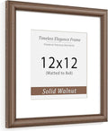 Natural Walnut 12x12 Picture Frames Mat to 8x8 Picture Display,Original Wood Handcrafted Poster Frame,Wooden Frame 12x12 with Tempered Glass Graduation Family Wedding Certificate Photo Wall Mounted