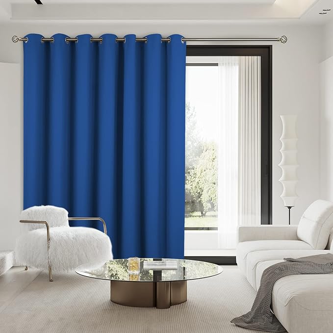 BGment Fashion Sliding Door Curtain 180 X 96 Inches, Wide Thermal Blackout Curtains Room Darkening Room Divider Window Curtain, 1 Panel, Royal Blue, 96 Length X Wide 180