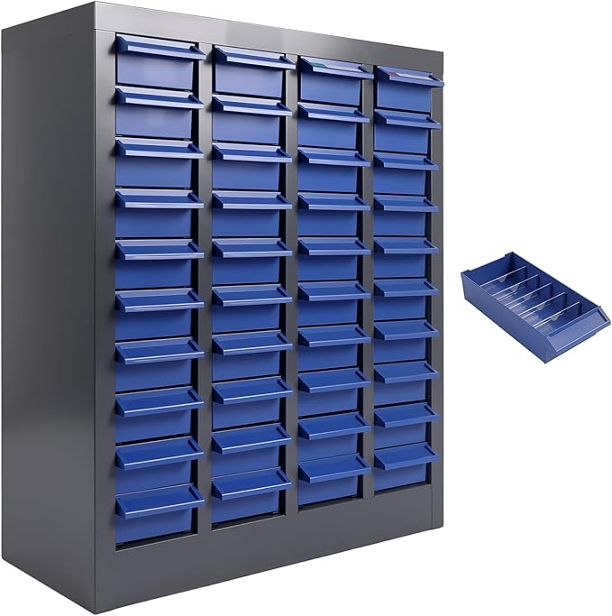 Part Cabinet with 40 Drawers, Shelves & Label Stickers - Bolt and Nut Organizer Bolt Bin Cabinets, Robust Steel Tool Storage Cabinet for Hardware Organization Small Items and Parts