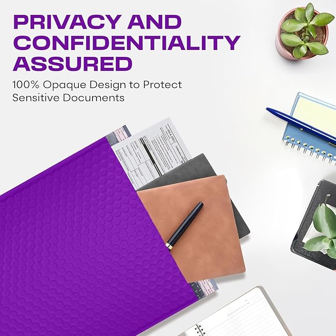 Purple Large Poly Bubble Mailers 12x15 inch | Self Seal Padded Envelopes Cushioned Bubble Mailer | Usable Size 12x15 | WaterProof | Lightweight mailing Shipping Bags | 100 Pack Bulk