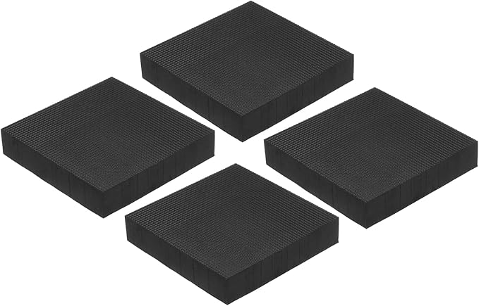 PATIKIL Rubber Anti-Vibration Pads, 4 Pcs Square Vibration Isolation Mats 3.94" x 3.94" x 0.8" for HVAC, Air Conditioner, Air Compressor, Washer, Dryer, Black