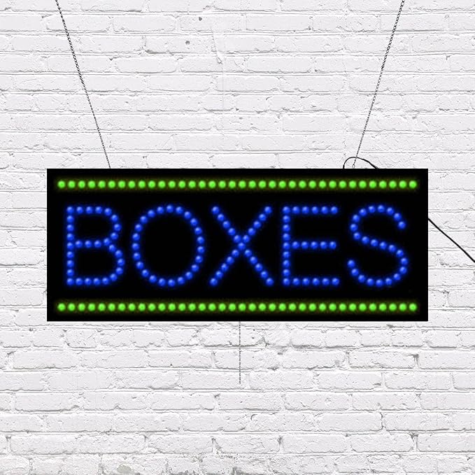 LED Boxes Sign for Retail Business Displays |Advertising Electronic Light Up Sign for Windows Walls |11"H x 27"W x 2"D