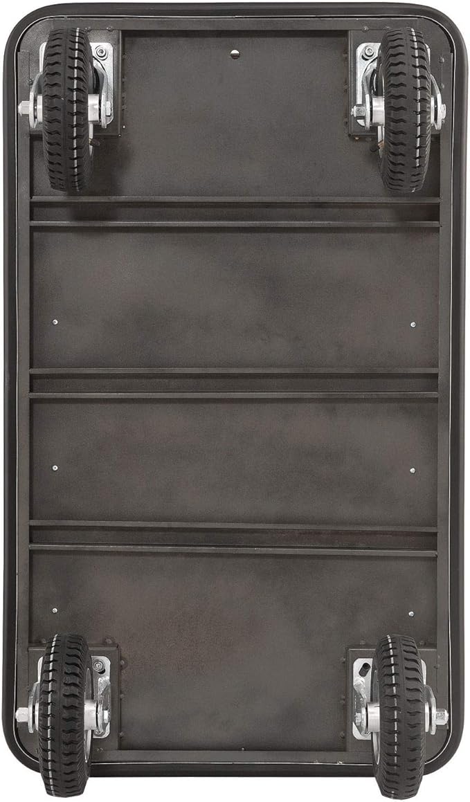 Global Industrial Silver Stainless Steel Bellman Cart Curved Uprights 8" Pneumatic Casters, 41-1/4"L x 24" W x 75" H, Hotel Luggage Cart for Commercial Use, Condos, Resorts