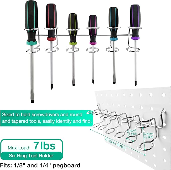 G.CORE 12 Pack Pegboard Tool Utility Hooks, 1/4" Heavy Duty Metal Peg Board Hooks for Hanging Tools, Wall Organizers and Storage Pegboard Accessories for Garage Workbench Workshop Craft Room Office