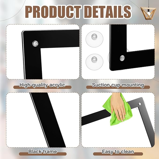 Thyle 2 Pack 8.5 x 11 Acrylic Window Sign Holder with Suction Cups and Black Frame, Clear Acrylic Frames Glass Door Wall Mount Advertising Signage Sign Holder for Mall, Office, Home, Store, Restaurant
