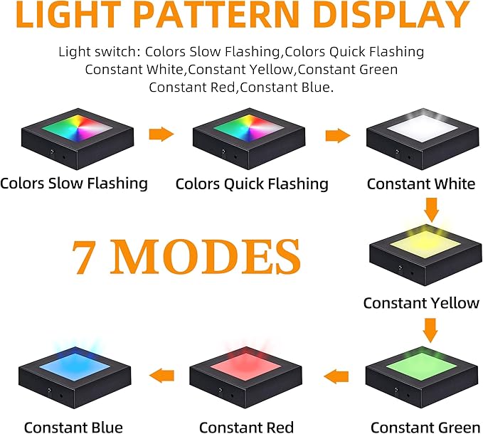 EUSTUMA LED Light Base Square Display Stand In A Variety of Colors,Lighted Up Stand Color Changing LED for 3D Glass Crystal Art,Holiday Party Decoration. (Small black, Small)