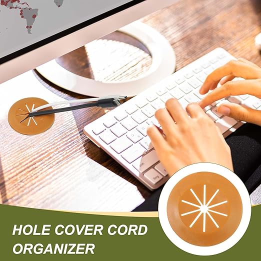 PATIKIL Desk Grommet 2-3/8", 4 Pcs Round Cable Grommet Cord Hole Cover with Adhesive Tape Flexible Table Wire Organizer for Office Home Table Countertop, Light Gray