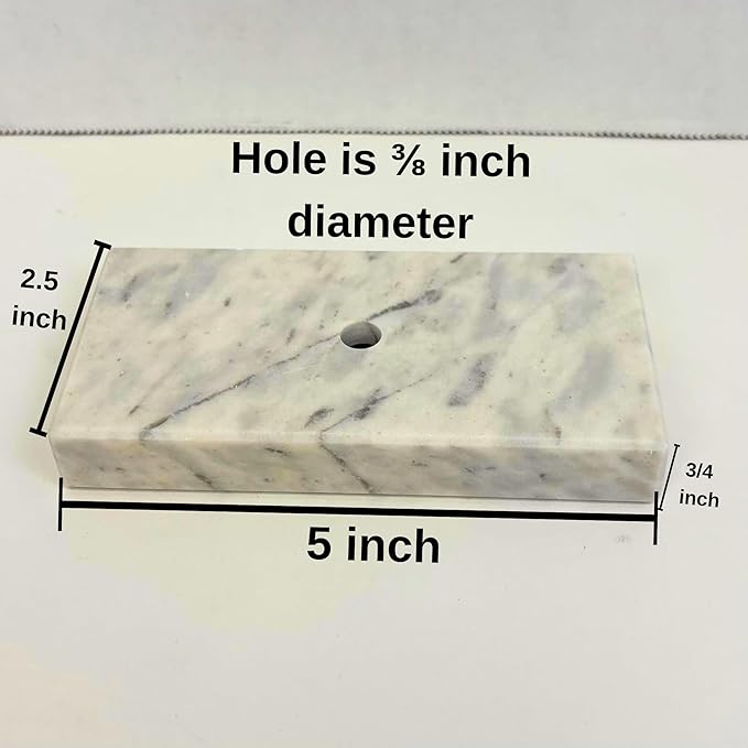 Genuine Marble Trophy Base – Polished Beveled Display Stand with Center Hole, 3/4" Thick, Multiple Sizes for Awards, Crafts & 3D Prints (White Marble, 2.5x5 inch)