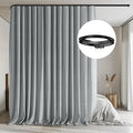 Room Divider Curtains with Flexible Ceiling Tracks Set,Blackout Curtain Ceiling Mount Curtain Track Privacy Room Dividers Ceiling Track Curtain Rod(Grey Drape & Black Rail W 12.5 × H 7 FT)