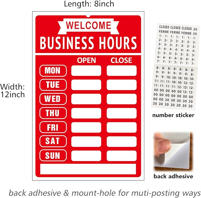 Open Closed Signs Business Hours Sign Set for Window Door Open Signs for Business Hour Closed Open Flip Sign Store Resturant Bar Red