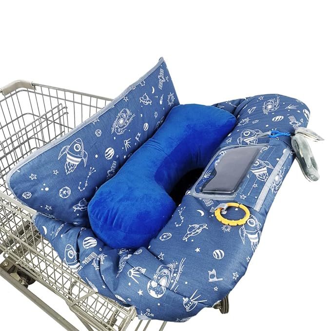 Shopping Cart Cover for Baby/Toddler, Cozy High Chair Cover, Blue Spaceship