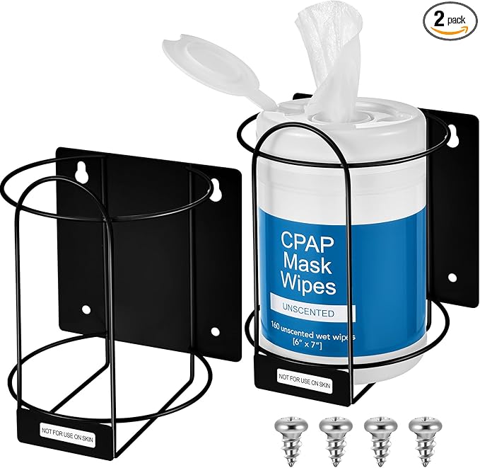 Maxcheck 2 Pack Wall Mounted Wipes Holders, Wall Brackets for Cleaning Wipes, Space-saving Organizer for Kitchen, Bathroom, Household, Office, Hospital, Gym, Public Restrooms(Black)