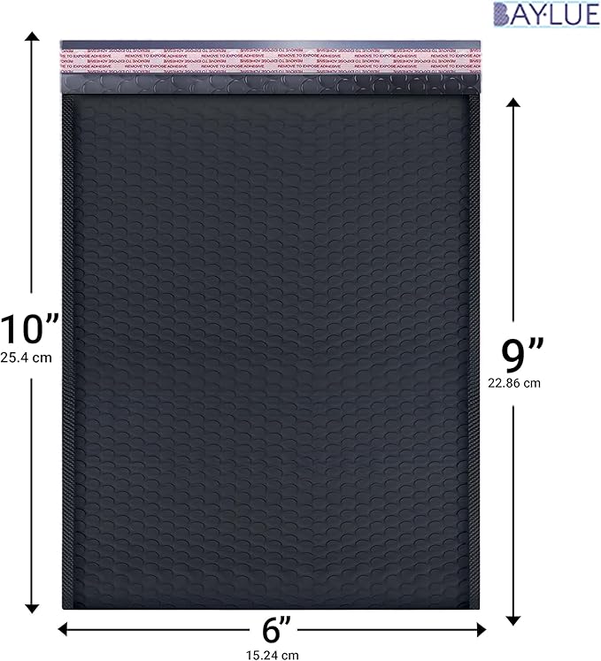 Black Small Poly Bubble Mailers 6x10 inch #0 | Self Seal Padded Envelopes | Cushioned Bubble Mailer | Usable Size 6x9 | WaterProof | Lightweight mailing Shipping Bags | 250 Pack Bulk
