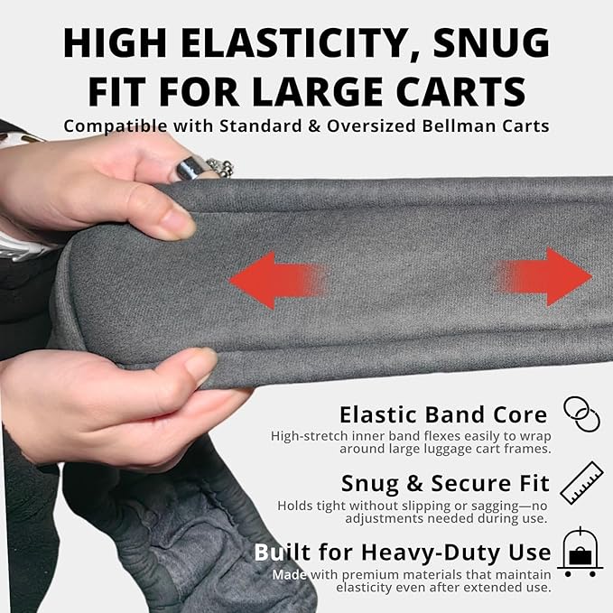 Bellman Cart Bumper Guard – Faux Leather Edge Protector with Sponge Padding, Non-Marring Wall Shield for Hotel Luggage Trolley – Indoor & Outdoor Travel Accessory (Matte Gray)