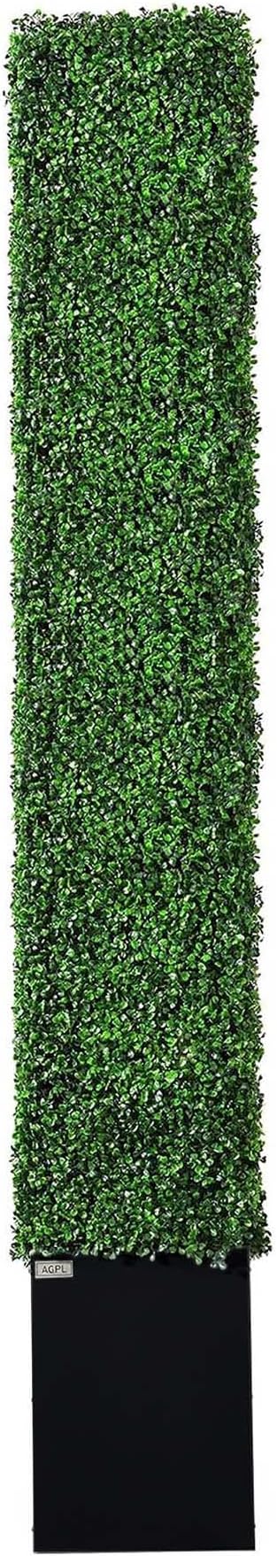 Artificial Boxwood Hedge Wall with Black Stainless Steel Base, Outdoor and Indoor Backdrop Divider Privacy Screen and Decorative Wall for Patio, Balcony, Restaurant, Various Events 48" W*12" D*96" H