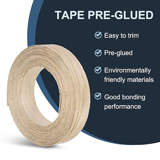 PATIKIL White Oak Edge Banding, 1 Inch x 25 ft Wood Veneer Tape Pre-glued Flexible Plywood Edge Banding with Hot Melt Adhesive for Furniture Restoration