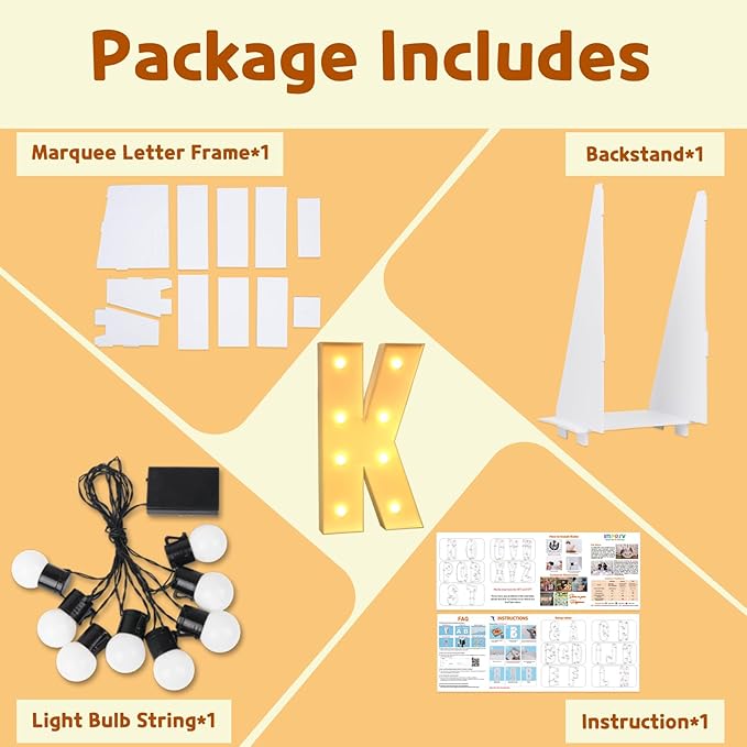imprsv 3FT Marquee Letters, Mosaic Light Up Letters for Birthday Baby Shower Wedding Engagement Party Backdrop Decor, Large Marquee K for Party Decorations