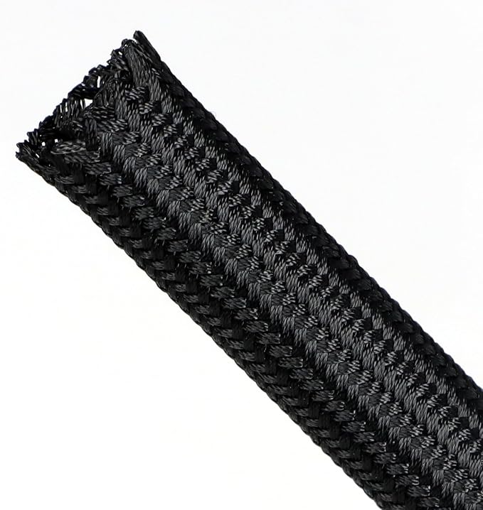 Polyamide Cable Sleeve, 10ft Flexible Expandable Braided Sleeving, Cable Management Sleeve for TV Computer Office Home Entertainment (Black, 1/2")