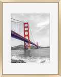 Frametory, 11x14 Metal Picture Frame with Mat for 8x10 Picture & Real Glass, Aluminum Photo Frame Collection (Gold, 1 Pack)