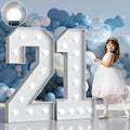 Marquee Numbers 4 Feet Tall Big Light Up Numbers 21st Birthday Decorations Women Men White Anniversary Party Decor Large Cardboard Prop Backdrop Sign 21