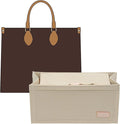 Doxo Purse Organizer Insert, Felt Tote Bag Insert with Zipper, Compatible with Dior Book Tote Medium & Onthego MM 35 and More(Beige-With Cover)