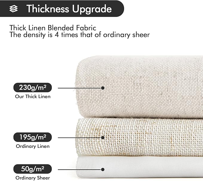 MIULEE Non-See-Through Privacy Linen Curtains 2 Panels, Light Filtering Window Curtains Farnhouse Textured Back Tab Semi Sheer Drapes for Bedroom Living Room, 52 x 72 Inches Long, White