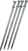Double Head Tent Stakes - Heavy Duty 1045 Steel Heat-Treated Ground Spikes, Forged Geometric Sharp Tips for Stronger Hold, 0.79”(20mm) Diameter, 4-Pack (32 in)