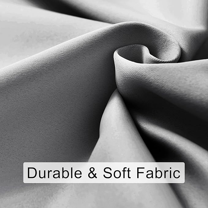 JIUZHEN Silver Grey Curtains for Living Room - Thermal Insulated Blackout Curtains with Tiebacks 2 Panels, Room Darkening Rod Pocket Curtains for Bedroom Office, 52 x 96 Inch Length