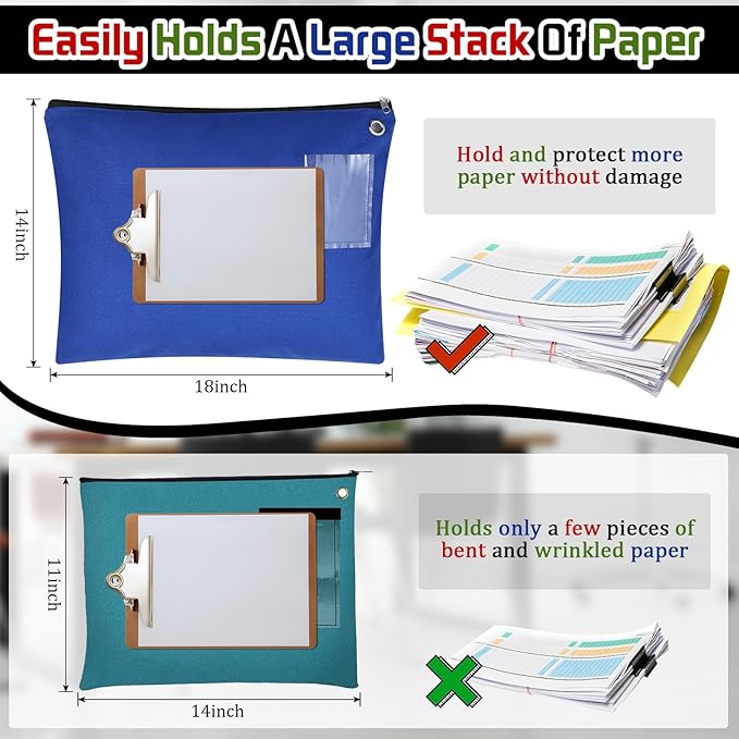 4 Pcs Interoffice Mailer Canvas Transit Sack Zipper Bag 18" x 14" Large Zipper Pouch with Grommet Interoffice Mail Bag (Black,Blue,Red,Green)