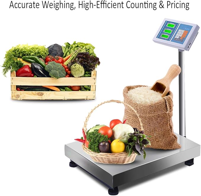 Giantex 660lbs Weight Computing Digital Scale Floor Platform Scale Postal Scale Accurate Shipping Mailing LB/KG Price Calculator Stainless Steel High-Definition Display Screen