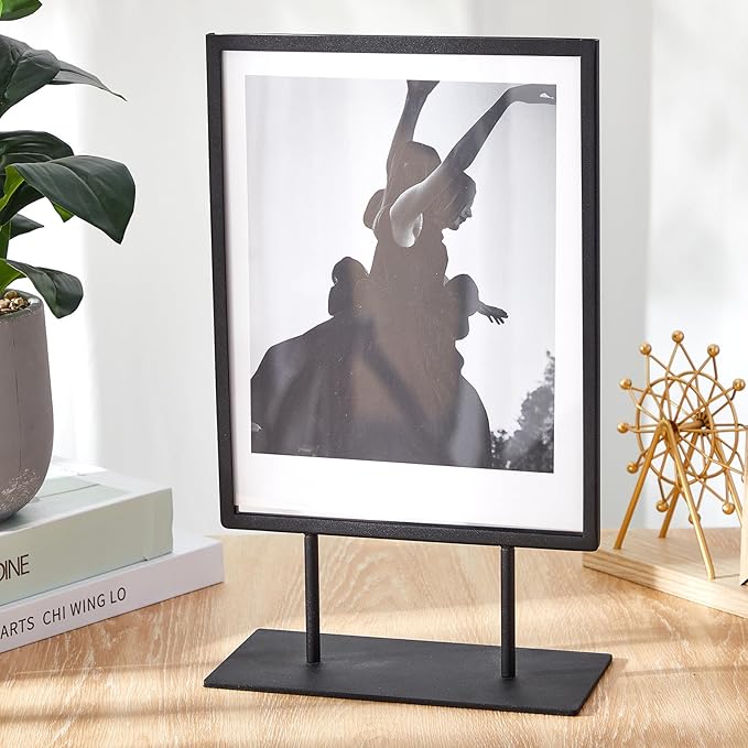 Zhengmy Tabletop Sign Holder with Flat Base Double Sided Countertop Sign Holder Desktop Display Stand Metal Poster Display Stand for Office Store Restaurant Hotels, Black (11" X 14",Vertical,1 Pcs)