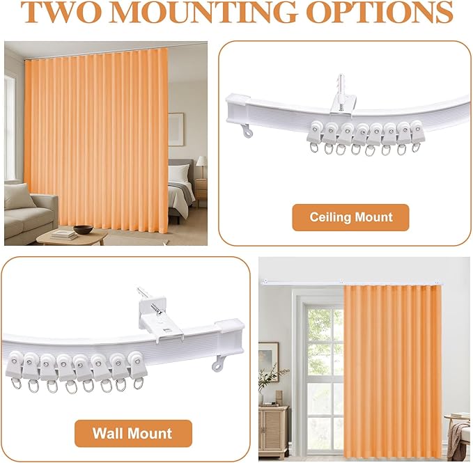 Faux Linen Semi Sheer Extra Wide Room Divider Curtain with Flexible Curtain Track, Light Filtering Privacy Drapes for Sliding Glass Door, Living Room Bedroom, Sunset Orange,100" W x 108" L,1 Panel