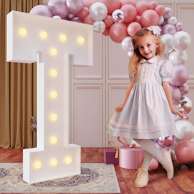 imprsv 4FT Marquee Light Up Letters for Birthday Party Decorations Large Marquee Letters for Wedding Event Bridal Shower Engagement Anniversarty Party Decor,Letter T