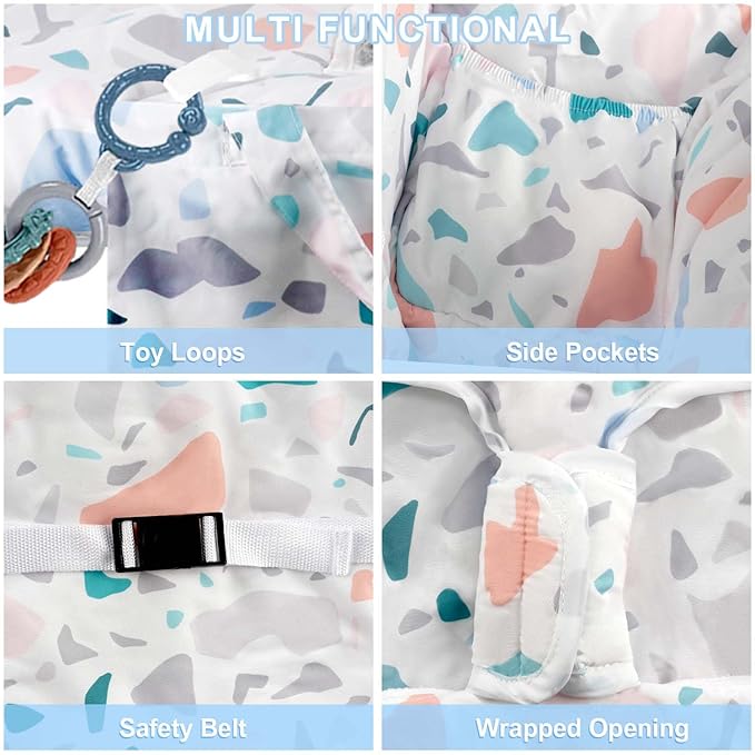 Shopping Cart Cover for Baby 2-in-1 High Chair Cover with Safety Harness Multifunctional White Spots Pattern Cart Covers for Babies Soft Padded Grocery Cart Cover for Baby Boy Girl