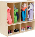 4-Section Coat Locker with Bench & Cubby Storage Organizer Cubes, Wooden Backpack Storage Organizer with Coat Hooks and Cubbies for Kids, Daycare, Classroom