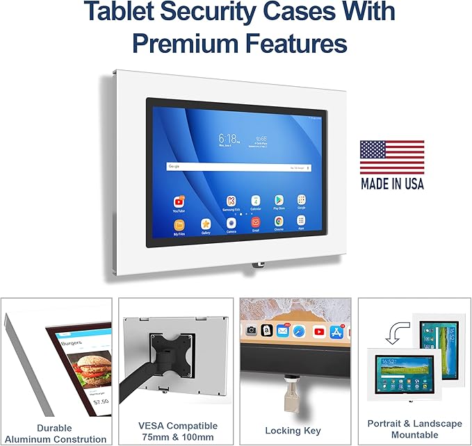 TABcare Locking Anti-Theft Metal Case for Samsung Galaxy TAB A7 10.4" Tablet for Kiosk, POS, Store, Show Display, Time Clock (TAB A7 10.4, Black)