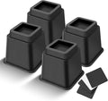 Bed Riser/Furniture Lift Bed/Bed risers/Furniture Lifter/Table risers/Frame Risers Create Under Bed Storage Heavy Duty for Furniture Height Adjustment (Black 4 Pack, 5 Inch)