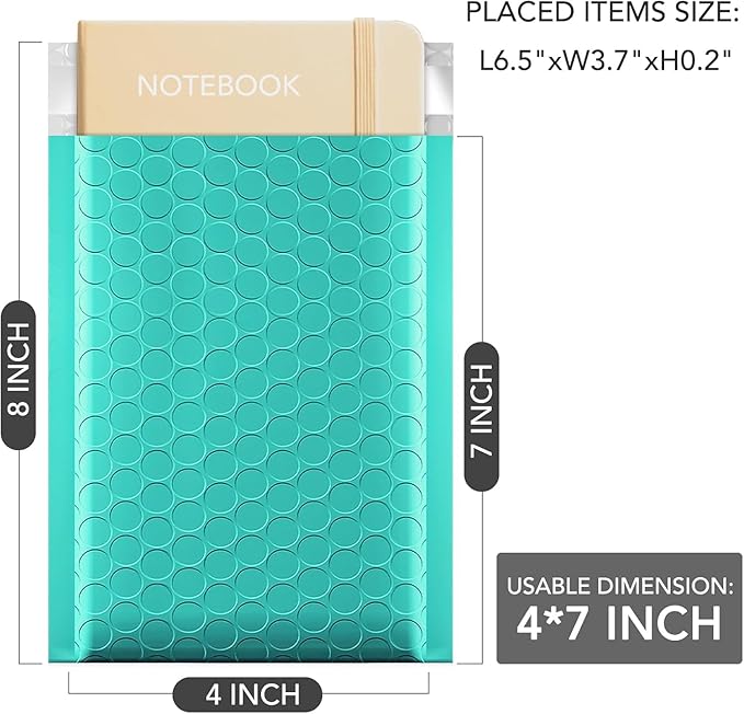 GSSUSA Teal Bubble Mailers 4x8 Inches 19200 Pack, Usable Size 4X7" Bubble Envelopes for Small Business, 1 Pallet Padded Envelope, Shipping Mailers, Packaging Bags, Mailing Envelopes, Shipping Supplies